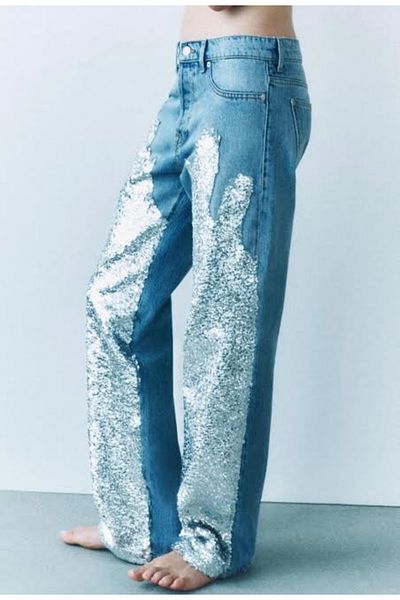 VibeGaia Zra Sequined Jean