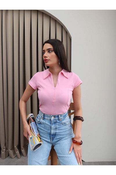 ESRAHELVACI Body cu mânecă scurtă cu fermoar