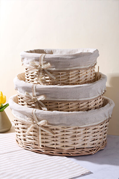 Perotti Salice Hasır 3 Lü Sepet Organizer Havluluk Düzenleyici