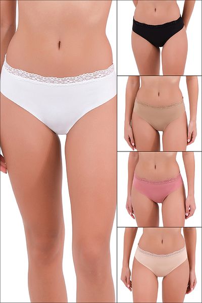 Steve Wolls Women's Colorful 5-Piece Laser Cut Lace High Waist Panties - 9509
