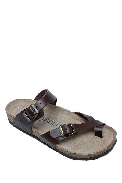 Kifidis K10261DK Kifidis Soft Step Γυναικείες δερμάτινες παντόφλες από φελλό 36-41 Σκούρο καφέ δέρμα