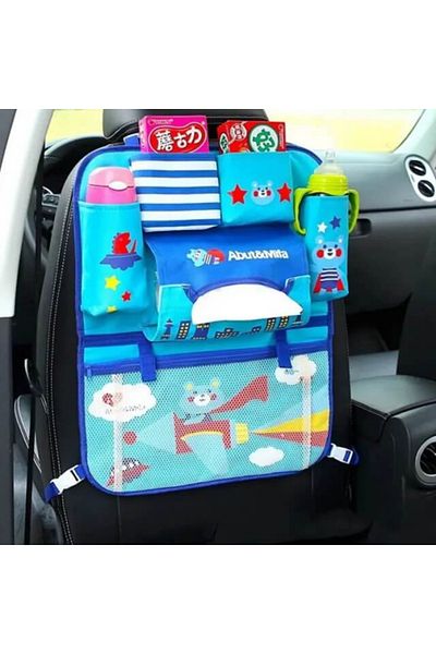 Empria Protectie scaun auto, organizator masina copii, 8 buzunare, Empria, 54x43 cm, Albastru