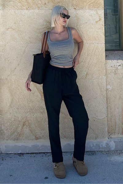 Madmext Relaxed Fit Black Pants MG2161 - Adjustable Waist