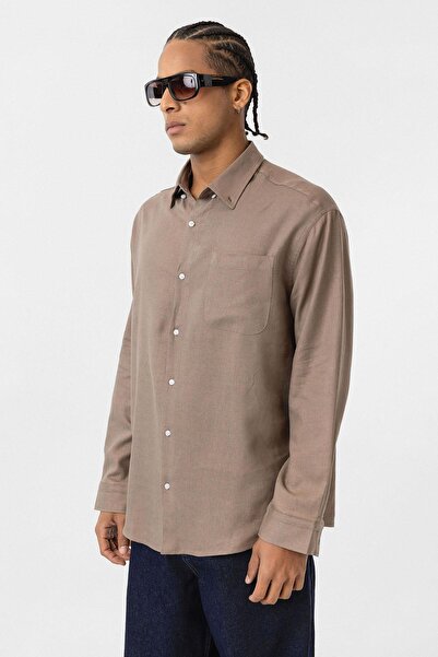 VAMOSCLO Πουκάμισο με μακριά μανίκια oversized με λεπτομέρεια τσέπης βιζόν