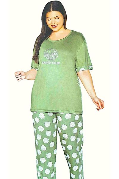 FLZ Large Size Short Sleeve Summer Pajamas Set- Mother's Pajamas