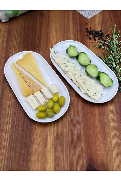 ALCE 2-Piece Ceramic Cheese Appetizer Salad Breakfast Presentation Plate