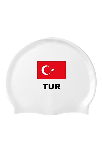 İKAVİ İKAVİ Türk Bayrağı “TUR” Silikon Deniz ve Havuz Bonesi – Beyaz