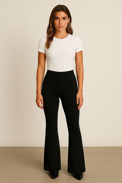 LOUİSA Women's White Body Flared Leg Comfortable Leggings Set