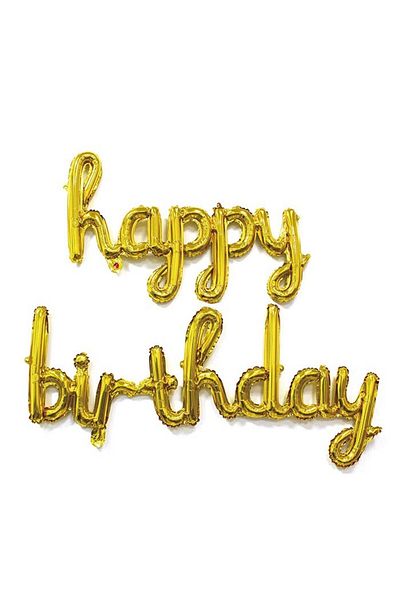 Flippy 10 Baloane Aniversare Happy Birhday, Flippy, Model scris Happy Birthday, 40 cm, Auriu
