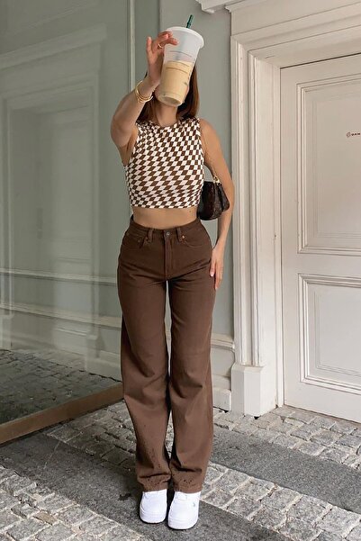 Madmext Mad Girls Brown Palazzo Jean Mg1247