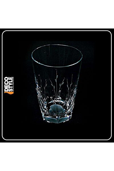 DECOSTYLE Cold Cut Tulip Stone Crystal Decorated Cornered Fully Handcrafted Water Glass 6 Pieces