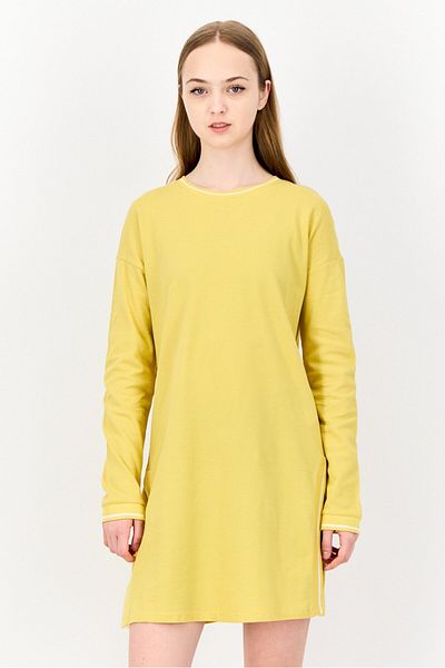 DeFacto Women Textured Casual Mini Dress, Yellow