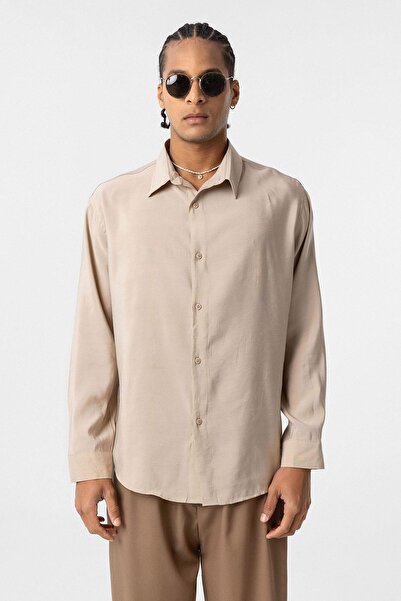 VAMOSCLO Оверсайз сорочка з модальної тканини, бежева