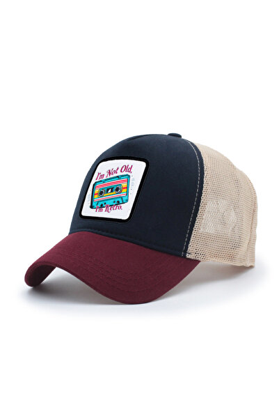 Trucker قبعة شبكية مطرزة قابلة للاستبدال من طراز Im Retro باللون الأحمر الداك...