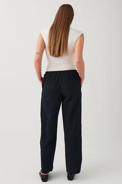 Madmext Black Elastic Waisted Loose Cut Trousers MG2020