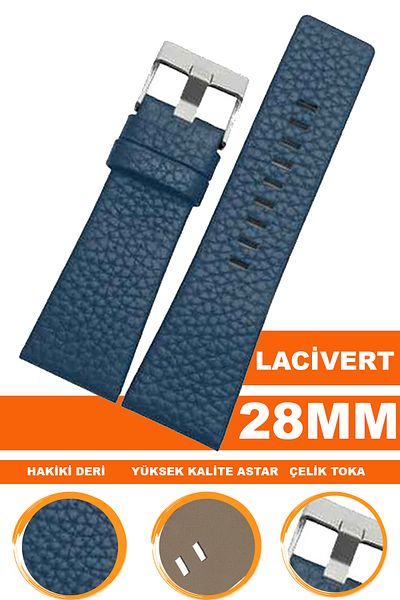 COBRA 22mm 24mm 26mm 27mm 28mm 29mm 30mm 32mm Watch Compatible Navy Blue Color Leather Watch Band Dzl