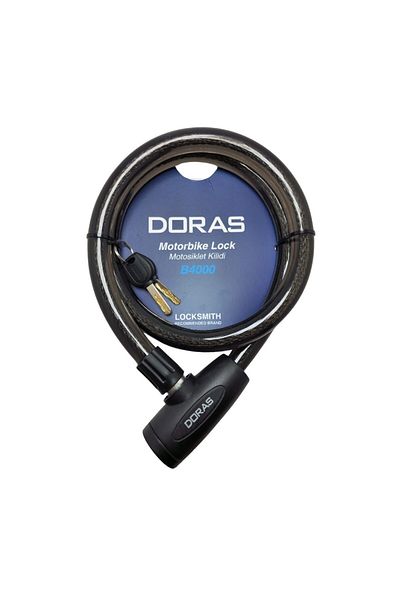 Doras قفل دراجة نارية بلون أنثراسيت موديل B4000 - طول 120 سم، قطر 20 مم