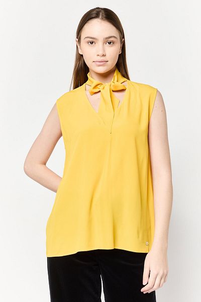 Harmont & Blaine Women Tie-neck Solid Tank Top, Yellow
