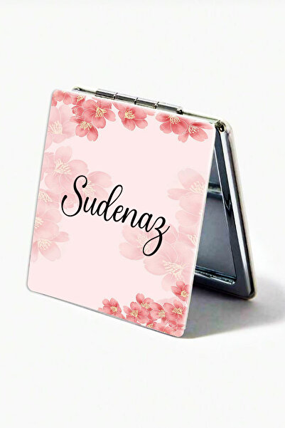 İŞTE BU Kişiye Özel İsimli Kare Baskılı Deri Ayna Çanta ve Cep Aynası