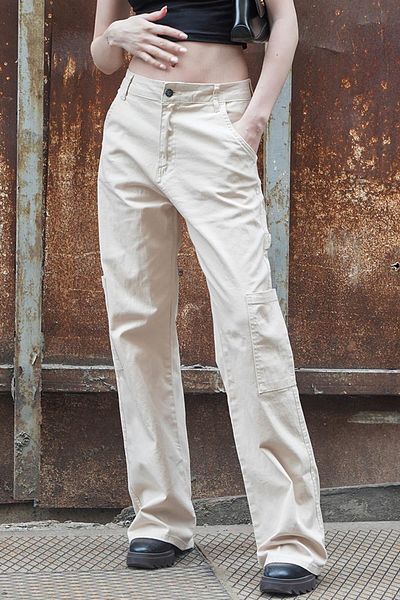 Madmext Beige gerade geschnittene Cargohose Mg1601