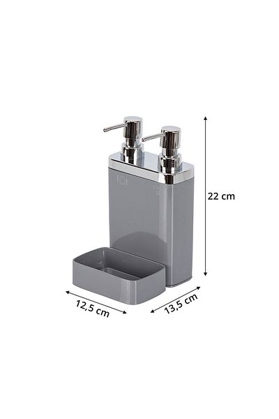 Prima Nova Viva Gray 2-Piece Kitchen Liquid Soap Dispenser with Sponge Holder
