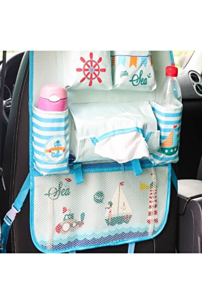 Empria Protectie scaun auto, organizator auto copii, 8 buzunare, Empria, 54x43 cm, Bleu
