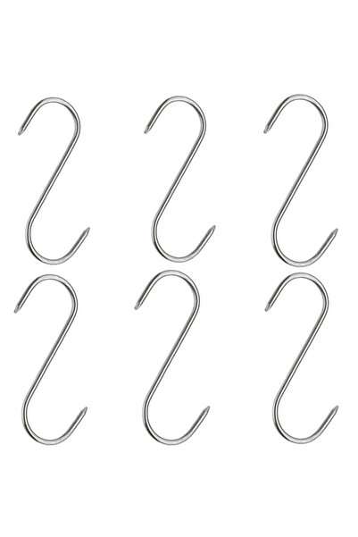 Depox Sada šesti háčků na maso, řeznictví, 17 cm, nerezová ocel