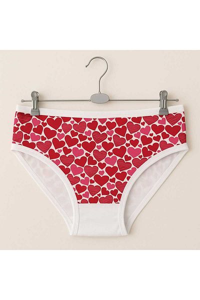 gigigiyim Heart Patterned Women's Panties White-Red