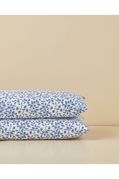 English Home Leaf Harmony Easy-Iron 2-Piece Pillow Case 50X70 cm Blue