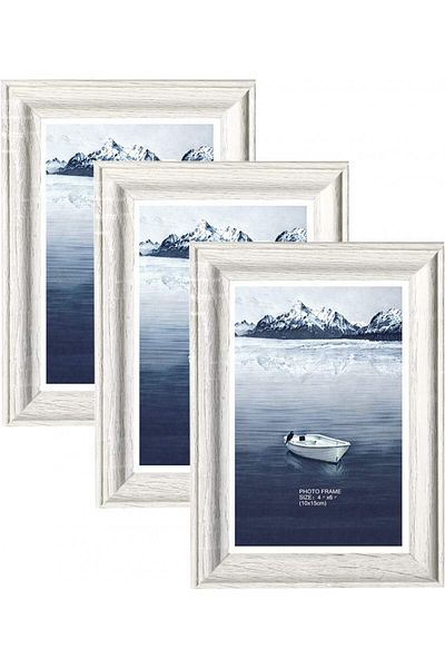 Metrekey Set Of 3 Photo Frames, Mdf/glass, White, 13.1 X 18.2 Cm