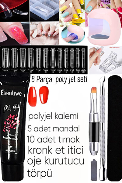 ESENLİWE 8 Parça Evde Yapımı Kolay Poly Jel Kalıcı Oje Yapma Seti Protez Tırn...