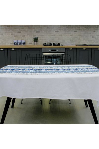 Homelux Table Runner 50X170 Cm 100% Cotton Bleumarlinen/White/Gray
