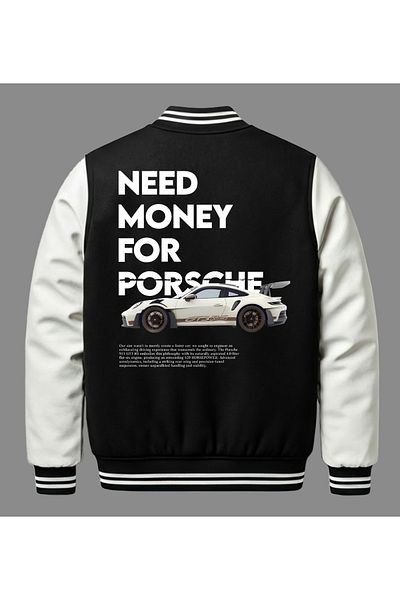 Edizen Нуждая се от пари за Porsche Premium Bomber Varsity Jacket Unisex Oversize 100% Памук