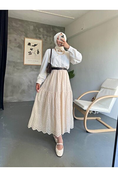 DEMET Yıldız Uzun Brode - Fisto Kumaş İncili Etek