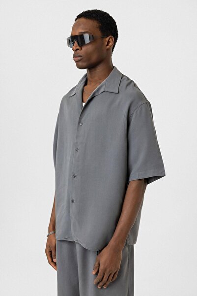 VAMOSCLO Oversize Lyocell Fabric Shirt Gray