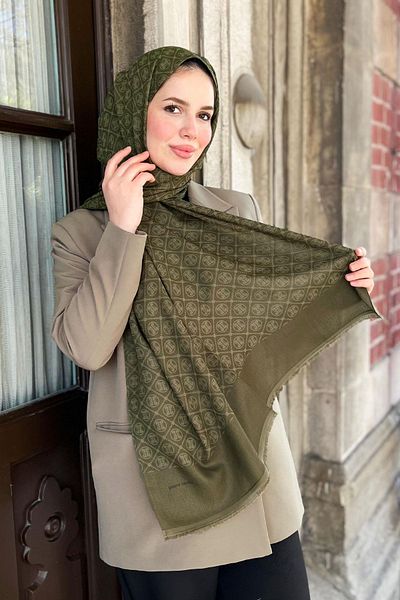 Pierre Cardin Elegans Monogram Shawl - 1090700 -934 - Khaki