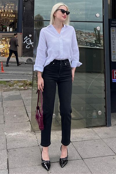 Madmext Čierna Slim Fit dámska mama Jean Mg1738