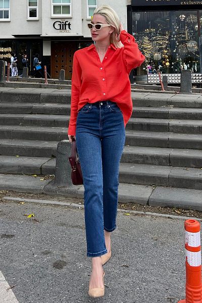 Madmext Jean mom pentru femei, albastru închis, slim fit, Mg1738