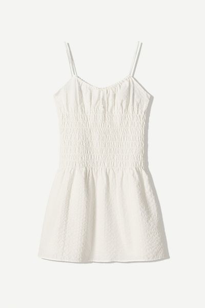 Bershka Gathered seersucker mini dress