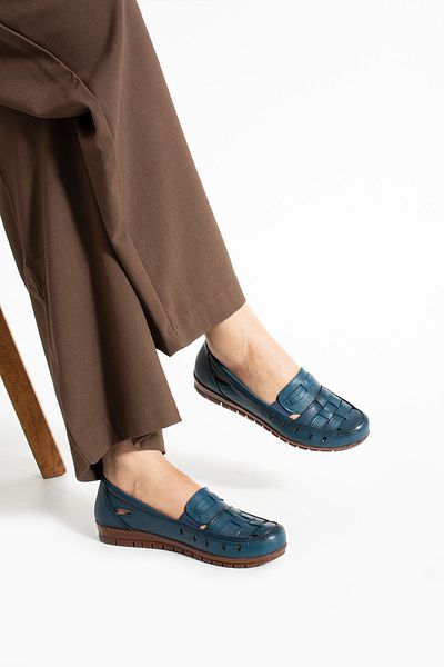 Getcho Pantofi casual albastru din piele naturală Donk pentru femei