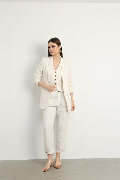 Swass Λεπτομερές Εκρού Μπλέιζερ Τζάκετ