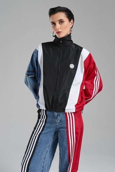 tw3 Дамско бомбър яке от деним и парашутна тъкан