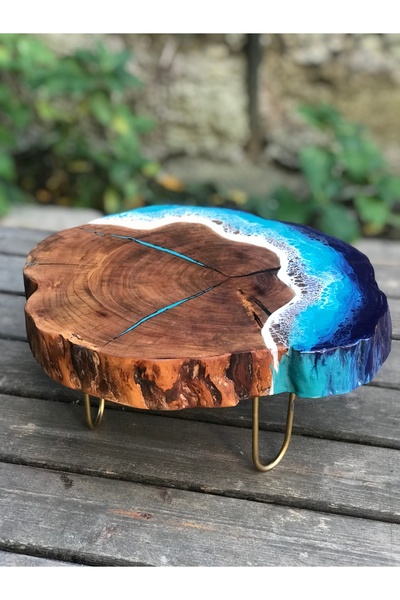 Shuroo Resinart Ceviz Ağacı Ayaklı Sunumluk