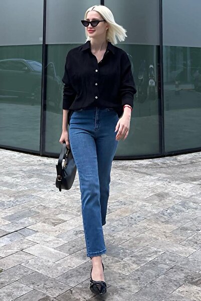 Madmext Açık Mavi Slim Fit Kadın Mom Jean Mg1738