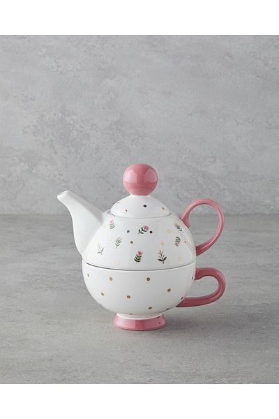 English Home Pink Flowers New Bone China Teapot 400 ml Pink