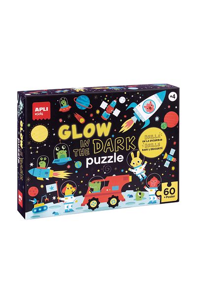 Apli Kids Joc Puzzle Glow In the Dark, Spatiu Universul nostru, 60 piese, Apli, +4 ani.