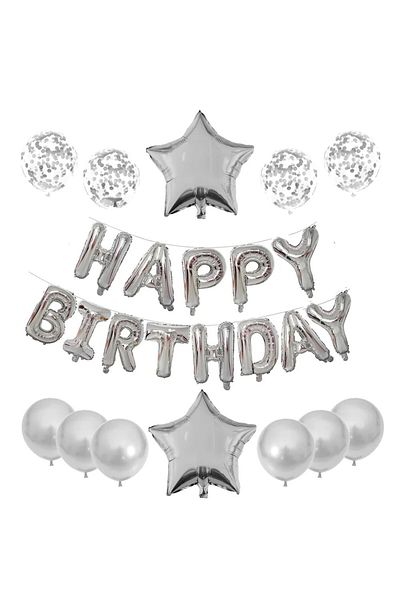 OEM Set of 25 Metallic Foil and Latex Balloons 2 Stars, 4 Confetti Balloons, 13 Letters, 6