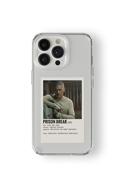 Space Star iPhone 16 Pro Uyumlu Prison Break Minimalist Poster Tasarım Baskılı Şeffaf Kılıf
