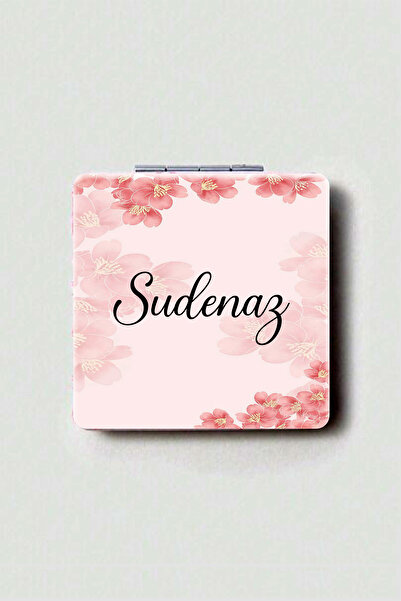 İŞTE BU Kişiye Özel İsimli Kare Baskılı Deri Ayna Çanta ve Cep Aynası