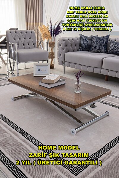 SEHPAM AKILLI Akıllı Sehpa Home Üst Tabla Mdf Barok Koyu Ceviz Alt Mekanizma ...